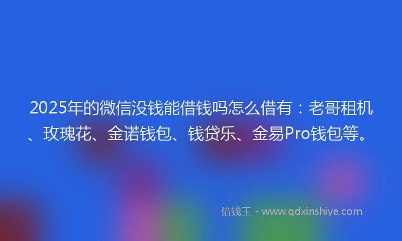 2025年的微信没钱能借钱吗怎么借有：老哥租机、玫瑰花、金诺钱包、钱贷乐、金易Pro钱包等。