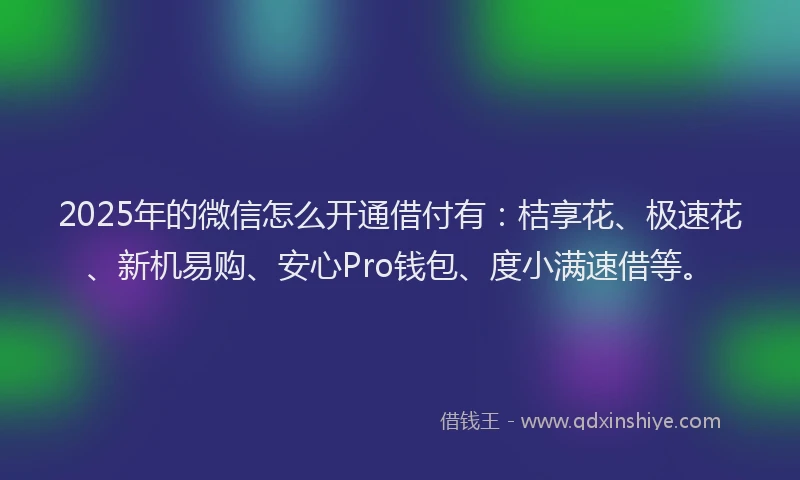 2025年的微信怎么开通借付有：桔享花、极速花、新机易购、安心Pro钱包、度小满速借等。