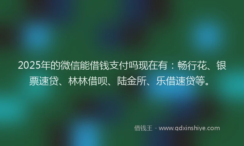 2025年的微信能借钱支付吗现在有：畅行花、银票速贷、林林借呗、陆金所、乐借速贷等。