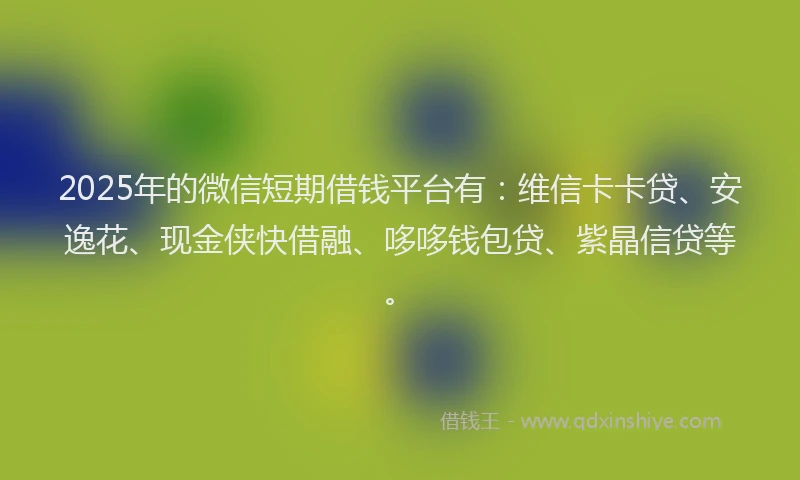 2025年的微信短期借钱平台有：维信卡卡贷、安逸花、现金侠快借融、哆哆钱包贷、紫晶信贷等。