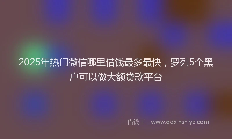 2025年热门微信哪里借钱最多最快，罗列5个黑户可以做大额贷款平台