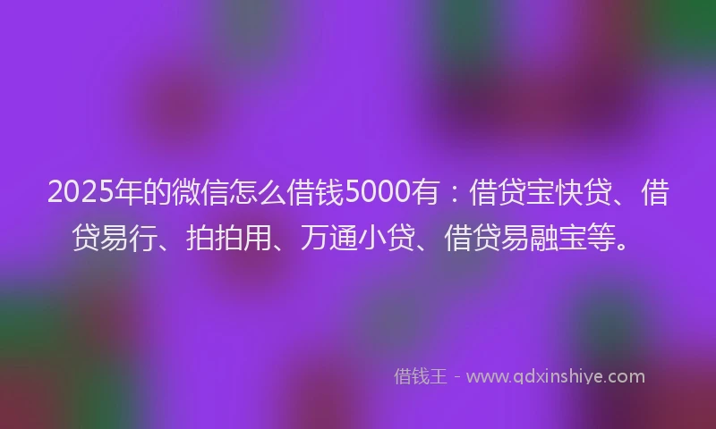 2025年的微信怎么借钱5000有：借贷宝快贷、借贷易行、拍拍用、万通小贷、借贷易融宝等。