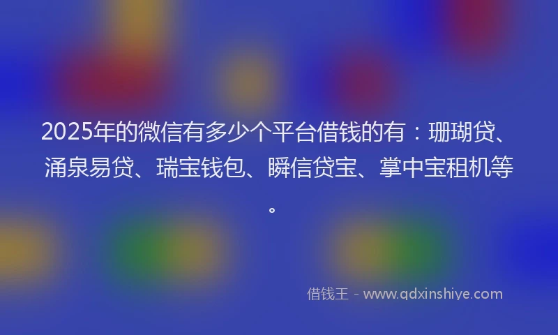 2025年的微信有多少个平台借钱的有：珊瑚贷、涌泉易贷、瑞宝钱包、瞬信贷宝、掌中宝租机等。