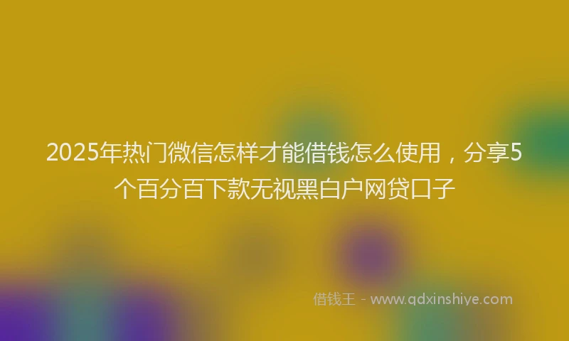 2025年热门微信怎样才能借钱怎么使用，分享5个百分百下款无视黑白户网贷口子