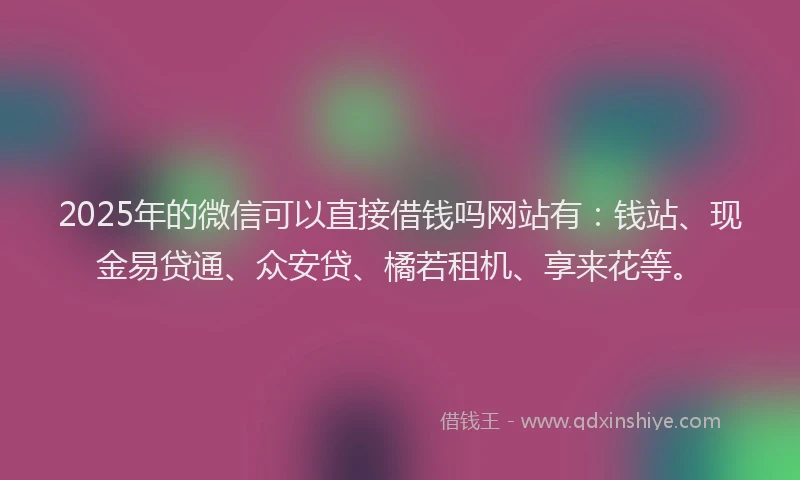 2025年的微信可以直接借钱吗网站有：钱站、现金易贷通、众安贷、橘若租机、享来花等。