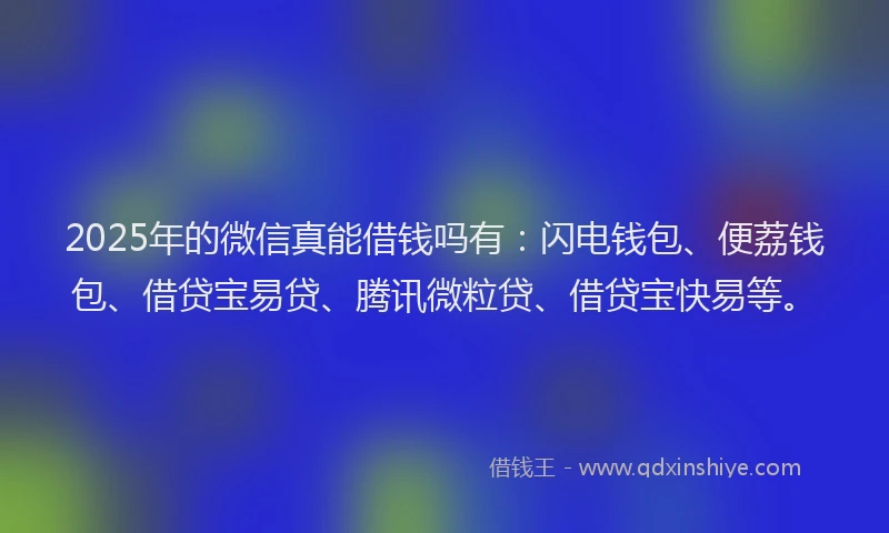 2025年的微信真能借钱吗有：闪电钱包、便荔钱包、借贷宝易贷、腾讯微粒贷、借贷宝快易等。