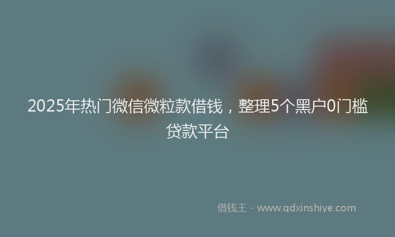 2025年热门微信微粒款借钱，整理5个黑户0门槛贷款平台