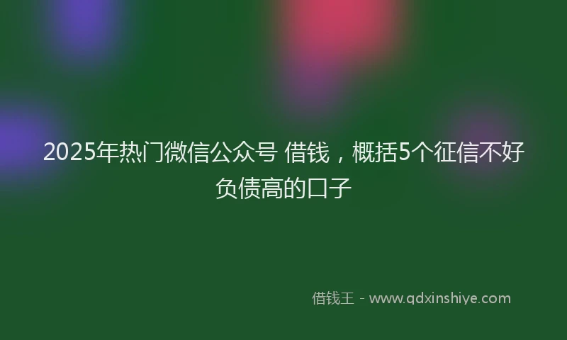 2025年热门微信公众号 借钱，概括5个征信不好负债高的口子