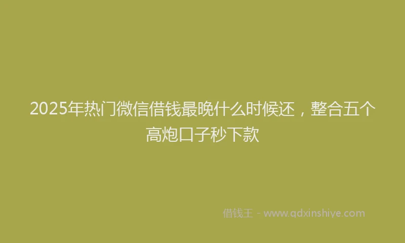 2025年热门微信借钱最晚什么时候还，整合五个高炮口子秒下款