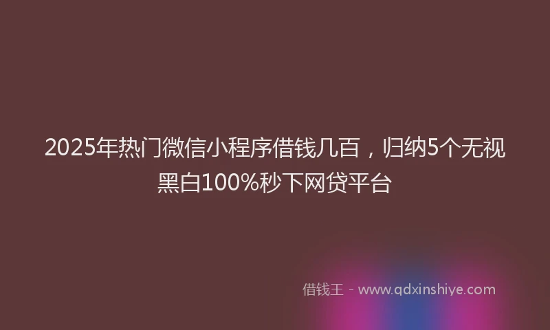 2025年热门微信小程序借钱几百，归纳5个无视黑白100%秒下网贷平台