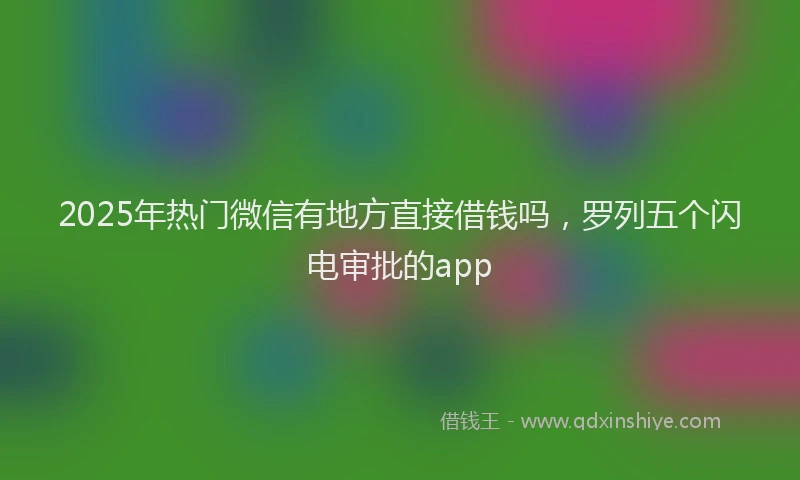 2025年热门微信有地方直接借钱吗，罗列五个闪电审批的app