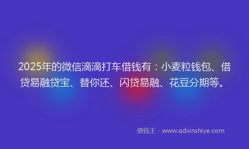 2025年的微信滴滴打车借钱有：小麦粒钱包、借贷易融贷宝、替你还、闪贷易融、花豆分期等。