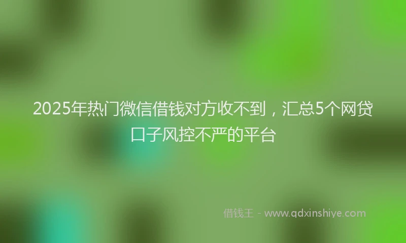 2025年热门微信借钱对方收不到，汇总5个网贷口子风控不严的平台