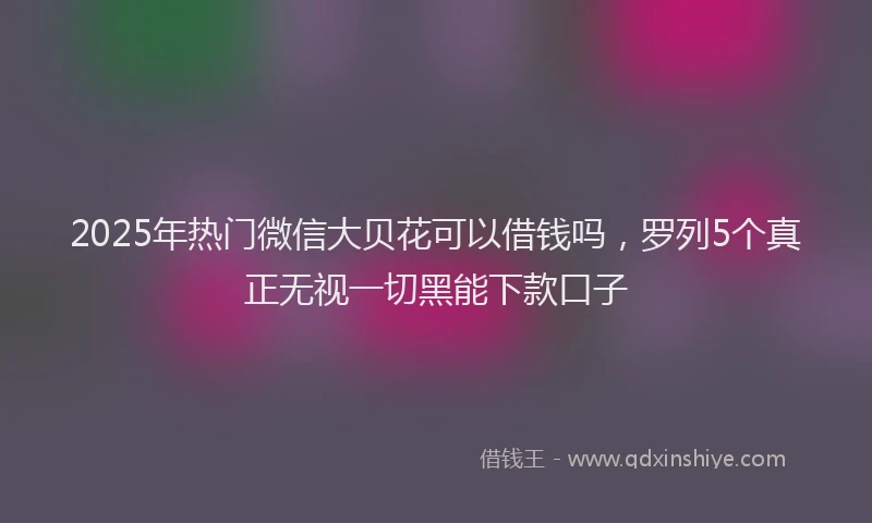 2025年热门微信大贝花可以借钱吗，罗列5个真正无视一切黑能下款口子