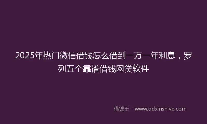 2025年热门微信借钱怎么借到一万一年利息，罗列五个靠谱借钱网贷软件