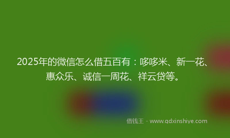 2025年的微信怎么借五百有：哆哆米、新一花、惠众乐、诚信一周花、祥云贷等。