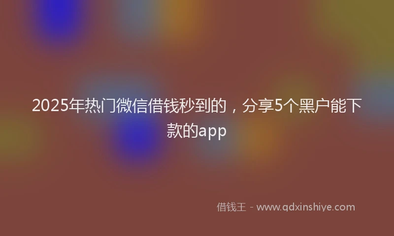 2025年热门微信借钱秒到的，分享5个黑户能下款的app