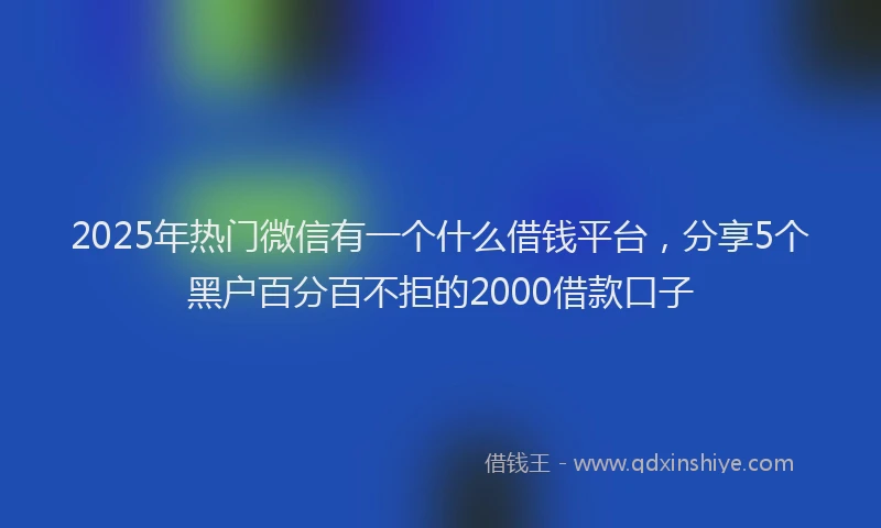 2025年热门微信有一个什么借钱平台，分享5个黑户百分百不拒的2000借款口子