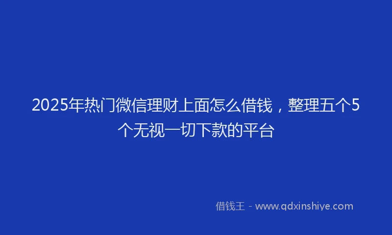 2025年热门微信理财上面怎么借钱，整理五个5个无视一切下款的平台