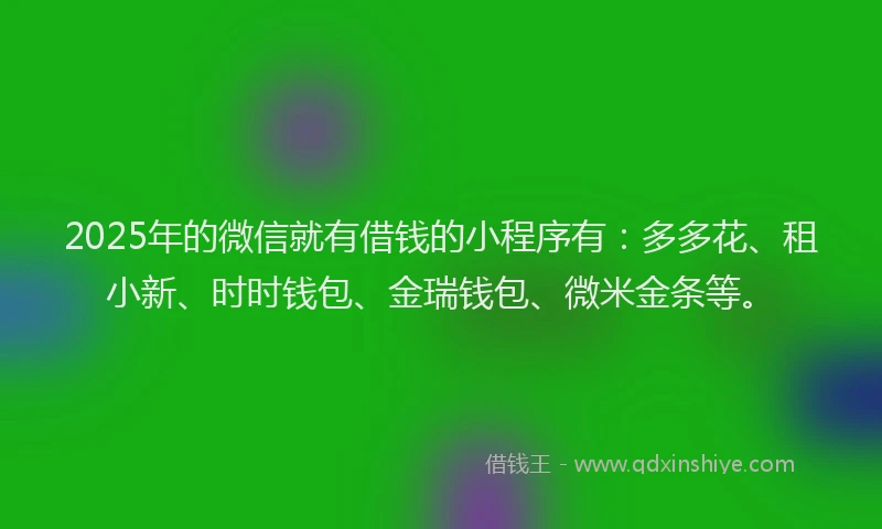 2025年的微信就有借钱的小程序有：多多花、租小新、时时钱包、金瑞钱包、微米金条等。