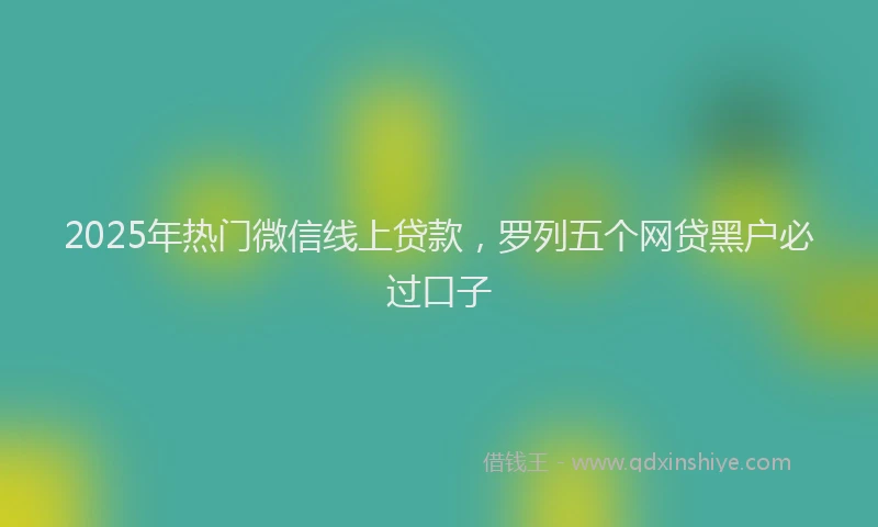 2025年热门微信线上贷款，罗列五个网贷黑户必过口子