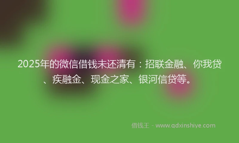 2025年的微信借钱未还清有：招联金融、你我贷、疾融金、现金之家、银河信贷等。
