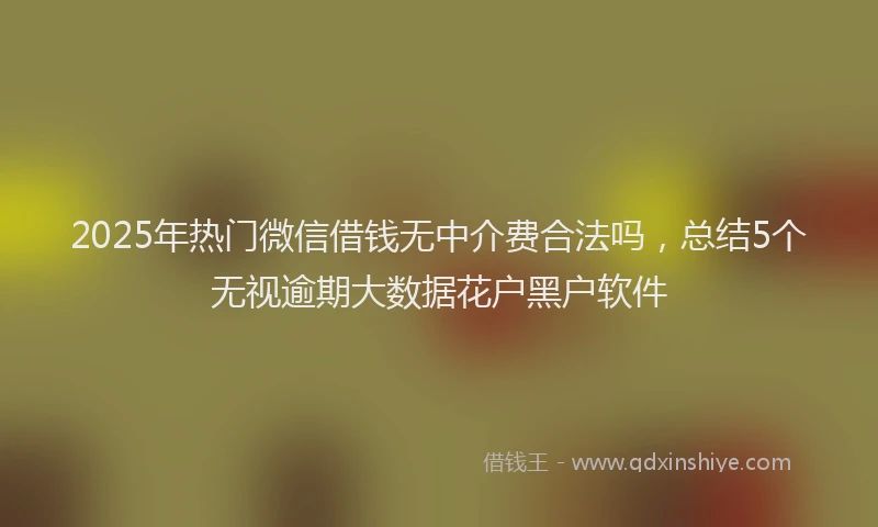 2025年热门微信借钱无中介费合法吗，总结5个无视逾期大数据花户黑户软件