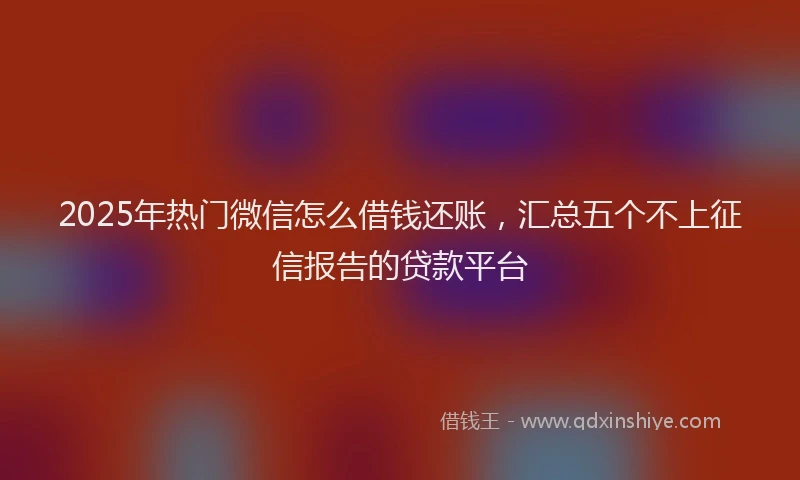 2025年热门微信怎么借钱还账，汇总五个不上征信报告的贷款平台
