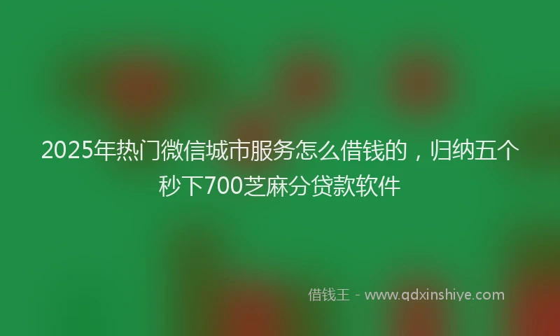 2025年热门微信城市服务怎么借钱的，归纳五个秒下700芝麻分贷款软件
