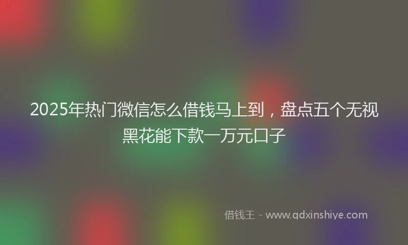 2025年热门微信怎么借钱马上到，盘点五个无视黑花能下款一万元口子