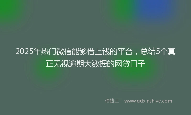 2025年热门微信能够借上钱的平台，总结5个真正无视逾期大数据的网贷口子