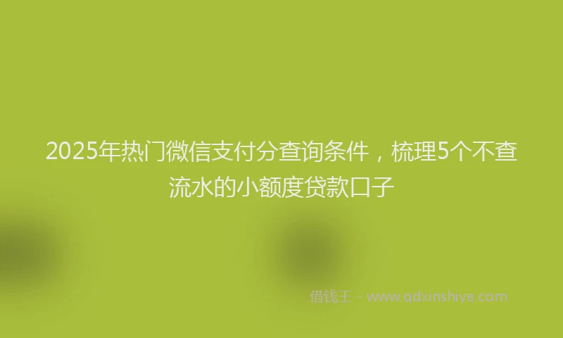 2025年热门微信支付分查询条件，梳理5个不查流水的小额度贷款口子