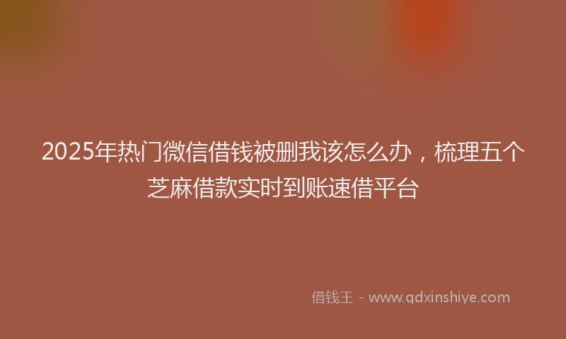 2025年热门微信借钱被删我该怎么办，梳理五个芝麻借款实时到账速借平台