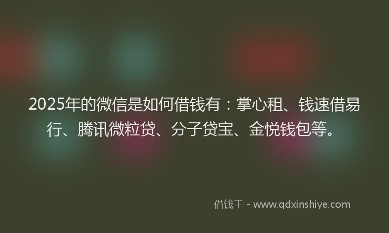 2025年的微信是如何借钱有：掌心租、钱速借易行、腾讯微粒贷、分子贷宝、金悦钱包等。