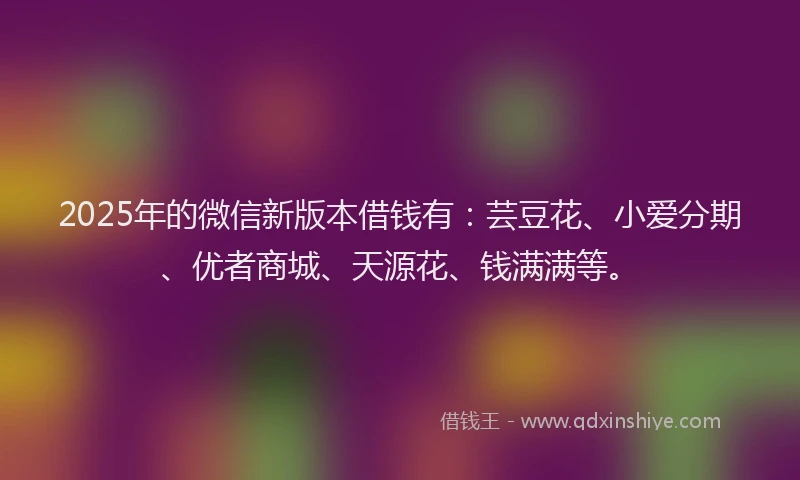 2025年的微信新版本借钱有：芸豆花、小爱分期、优者商城、天源花、钱满满等。