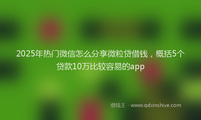2025年热门微信怎么分享微粒贷借钱，概括5个贷款10万比较容易的app