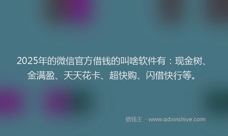 2025年的微信官方借钱的叫啥软件有：现金树、金满盈、天天花卡、超快购、闪借快行等。