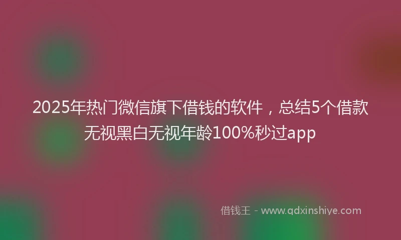 2025年热门微信旗下借钱的软件，总结5个借款无视黑白无视年龄100%秒过app