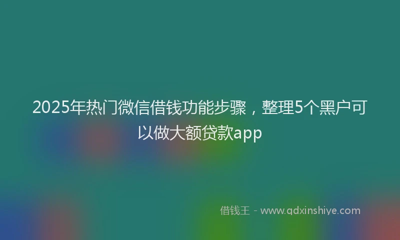 2025年热门微信借钱功能步骤，整理5个黑户可以做大额贷款app