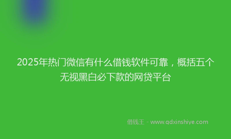 2025年热门微信有什么借钱软件可靠，概括五个无视黑白必下款的网贷平台