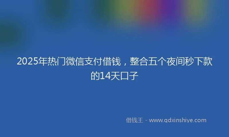 2025年热门微信支付借钱，整合五个夜间秒下款的14天口子