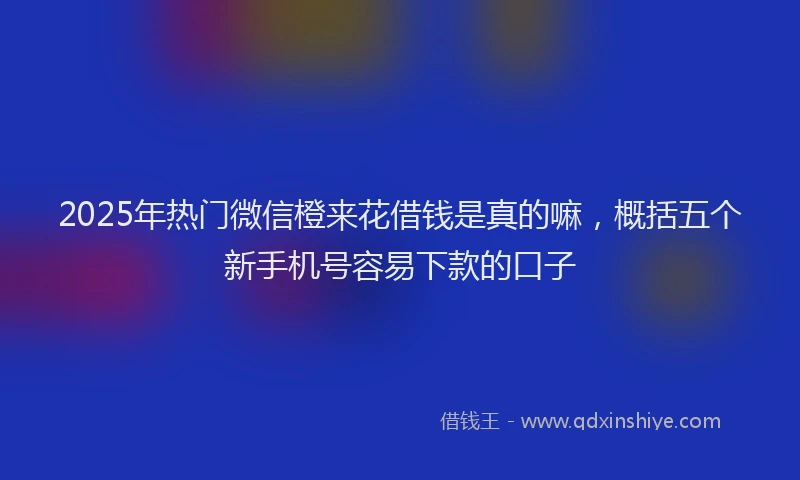 2025年热门微信橙来花借钱是真的嘛，概括五个新手机号容易下款的口子