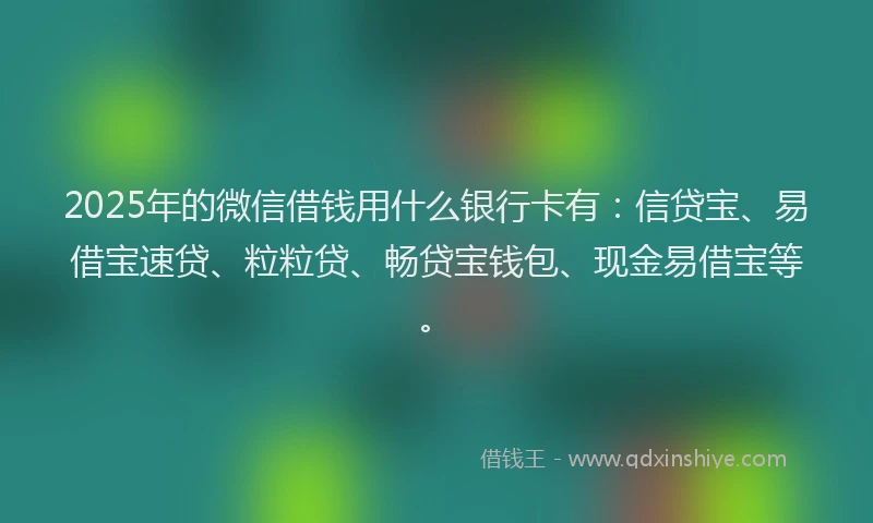 2025年的微信借钱用什么银行卡有：信贷宝、易借宝速贷、粒粒贷、畅贷宝钱包、现金易借宝等。