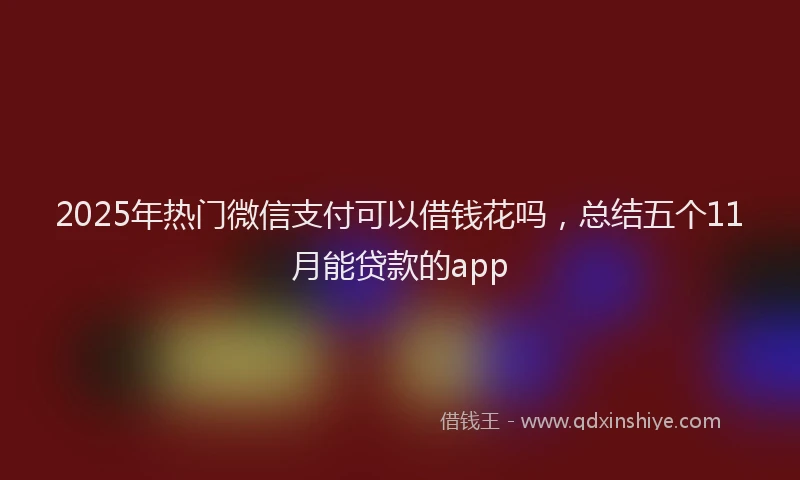 2025年热门微信支付可以借钱花吗，总结五个11月能贷款的app