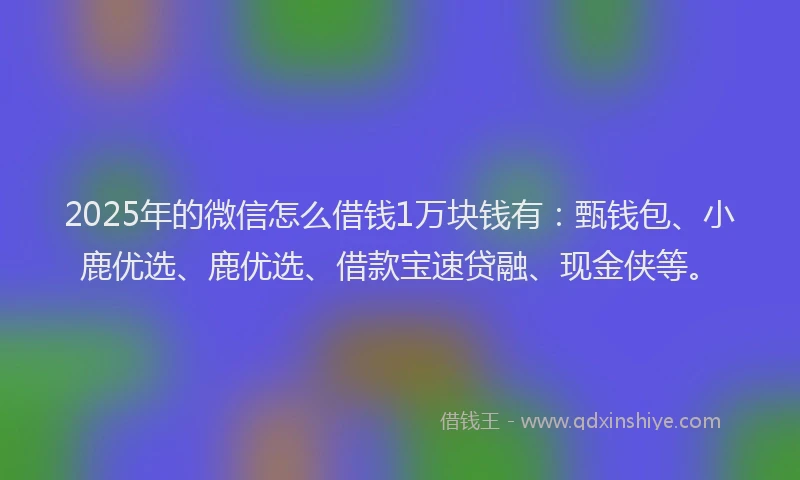 2025年的微信怎么借钱1万块钱有：甄钱包、小鹿优选、鹿优选、借款宝速贷融、现金侠等。