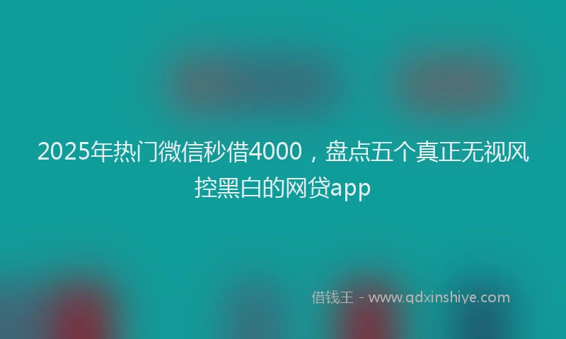 2025年热门微信秒借4000，盘点五个真正无视风控黑白的网贷app