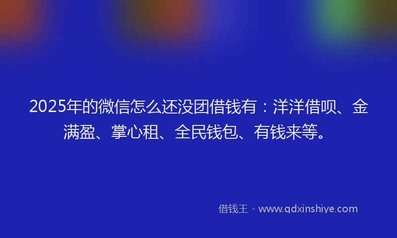 2025年的微信怎么还没团借钱有：洋洋借呗、金满盈、掌心租、全民钱包、有钱来等。