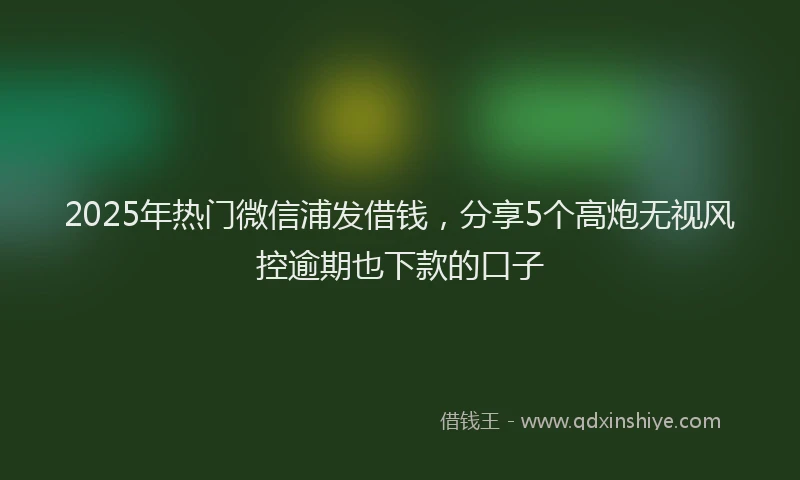 2025年热门微信浦发借钱，分享5个高炮无视风控逾期也下款的口子