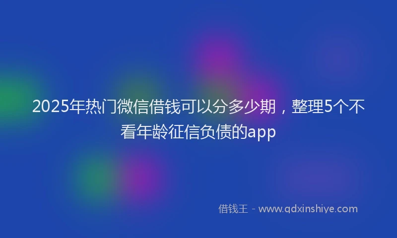 2025年热门微信借钱可以分多少期，整理5个不看年龄征信负债的app