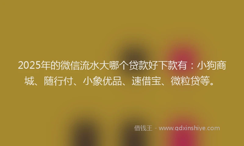 2025年的微信流水大哪个贷款好下款有：小狗商城、随行付、小象优品、速借宝、微粒贷等。